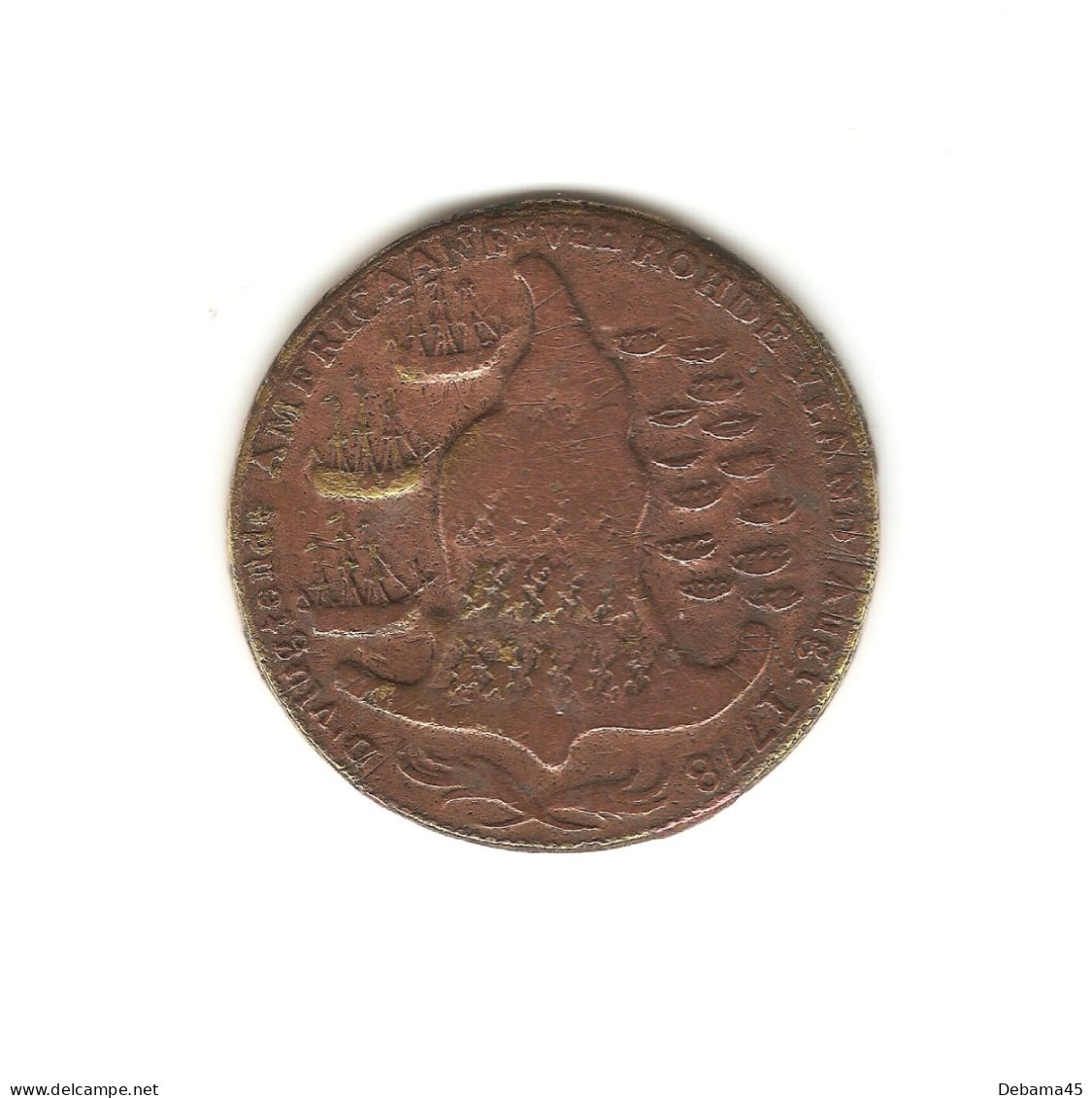 564/ Etats-Unis : Rhode Island (Rohde Yland) : Jeton - 1 Penny - 1779 - 3,2 Cm De Diamètre, 10.05 Grammes (très Rare) - Post-Coloniales