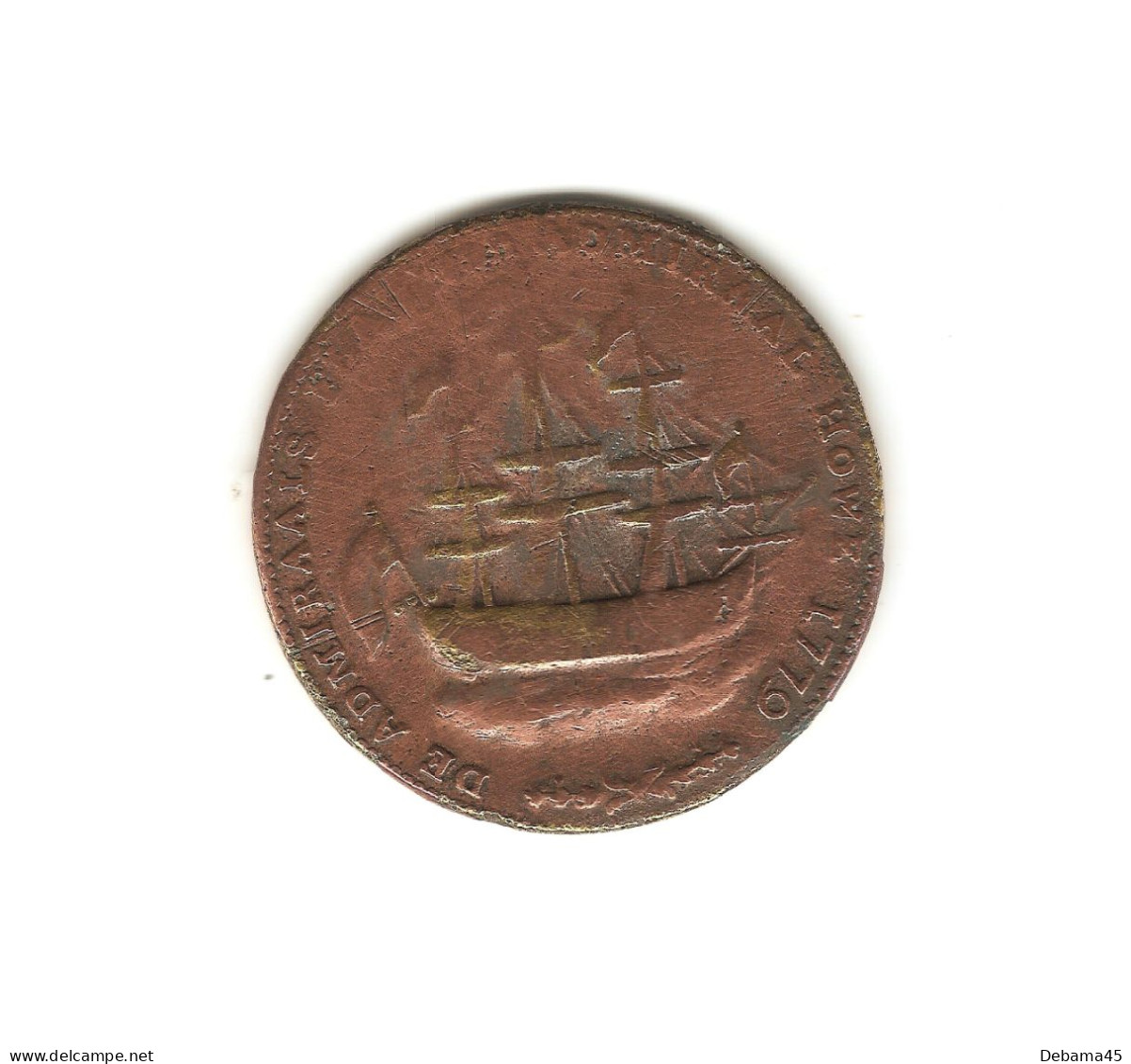 564/ Etats-Unis : Rhode Island (Rohde Yland) : Jeton - 1 Penny - 1779 - 3,2 Cm De Diamètre, 10.05 Grammes (très Rare) - Post-Coloniali