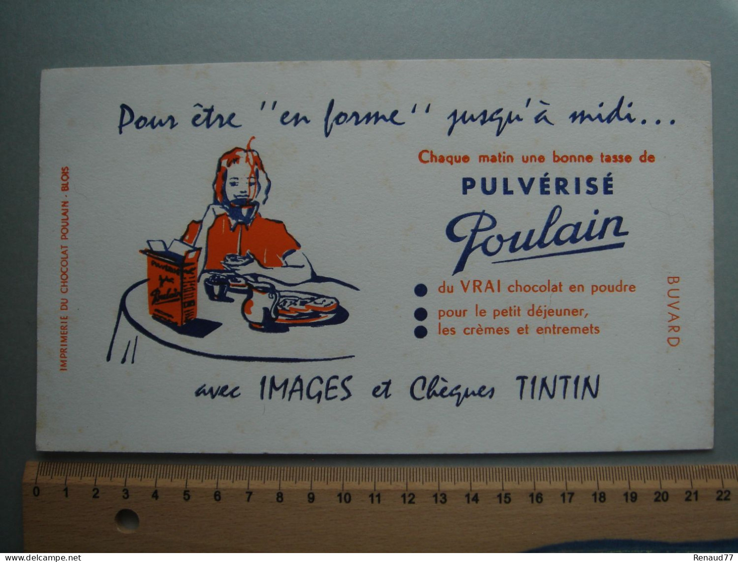 BUVARD - CHOCOLAT POULAIN - IMAGES Et Chèques TINTIN - Chocolat