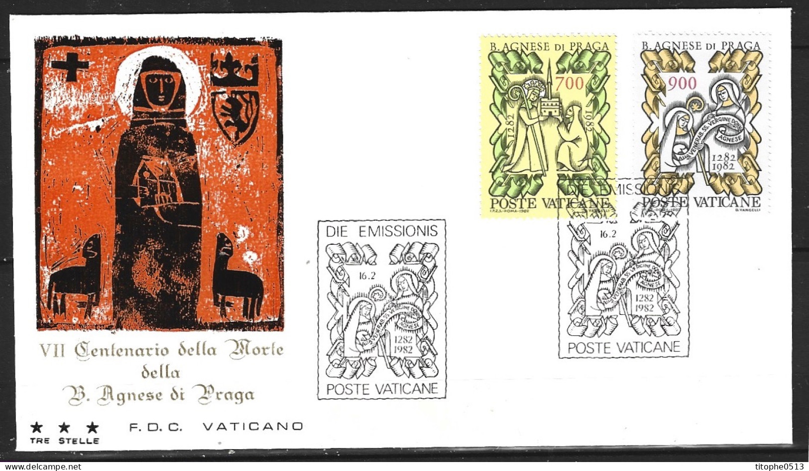 VATICAN. N°726-7 Sur Enveloppe 1er Jour De 1982. Bienheureuse Agnès De Prague. - Cristianismo