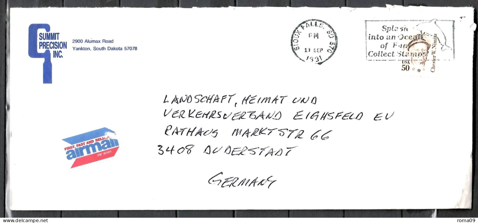 USA; MiNr. 1728 A, Chester W. Nimitz (1885-1966), Admiral, Auf Luftpost Nach Deutschland; C-297 - Briefe U. Dokumente
