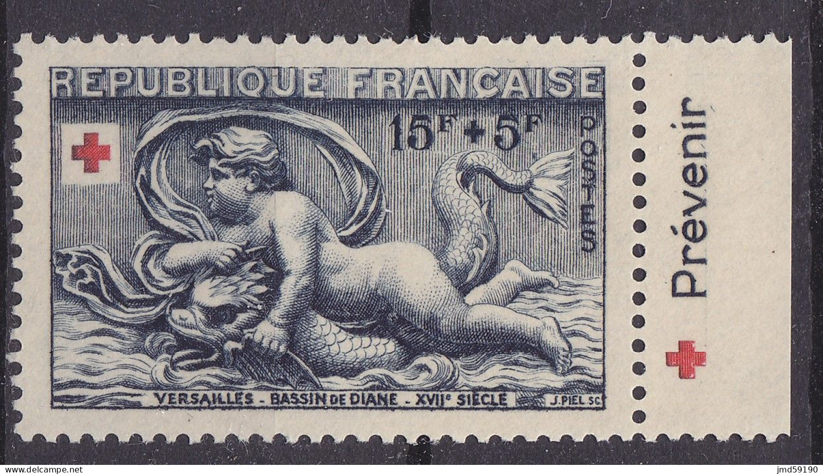 Timbre Neuf* NSG 938a Avec Bandelette Publicitaire PREVENIR, Issu Du Carnet Croix Rouge De 1952 - Ongebruikt