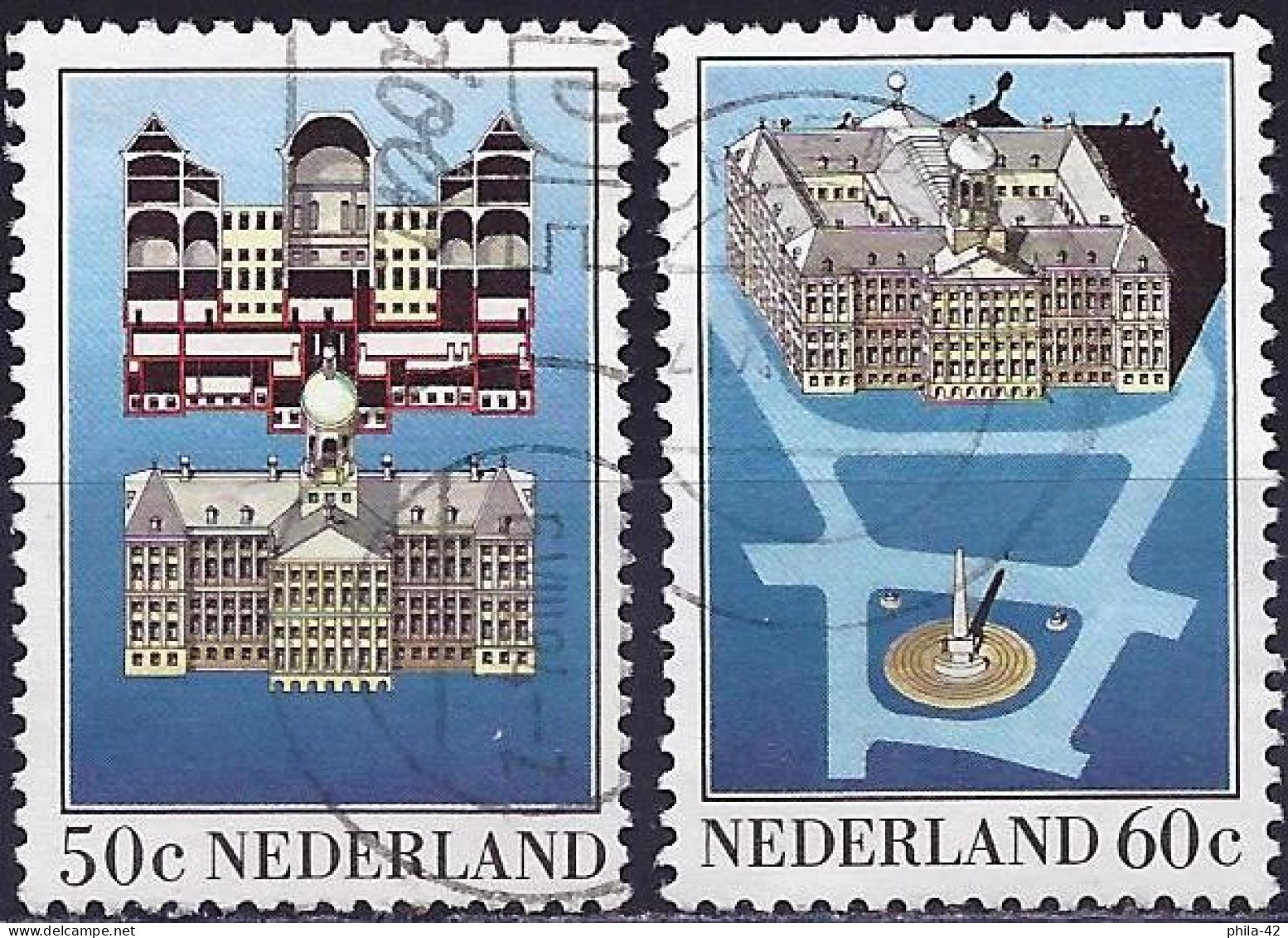 Netherlands 1982 - Mi 1221/22 - YT 1191/92 ( Royal Palace & Dam Square In Amsterdam ) - Oblitérés