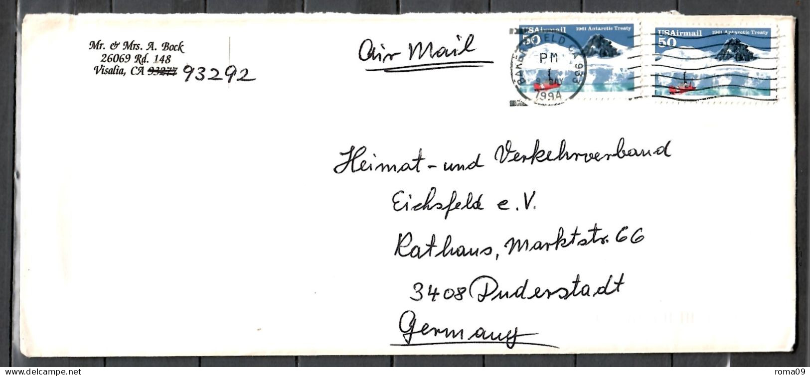 USA; MiNr. 2148 (2x), 30 Jahre Antarktis-Vertrag, Auf Luftpost Nach Deutschland; C-299 - Covers & Documents
