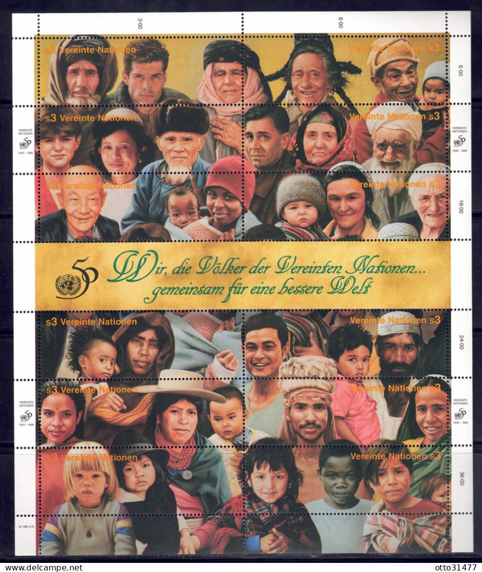 UNO Wien 1995 - 50 Jahre UNO (III), Nr. 190 - 201 ZD-Bogen, Postfrisch ** / MNH - Unused Stamps