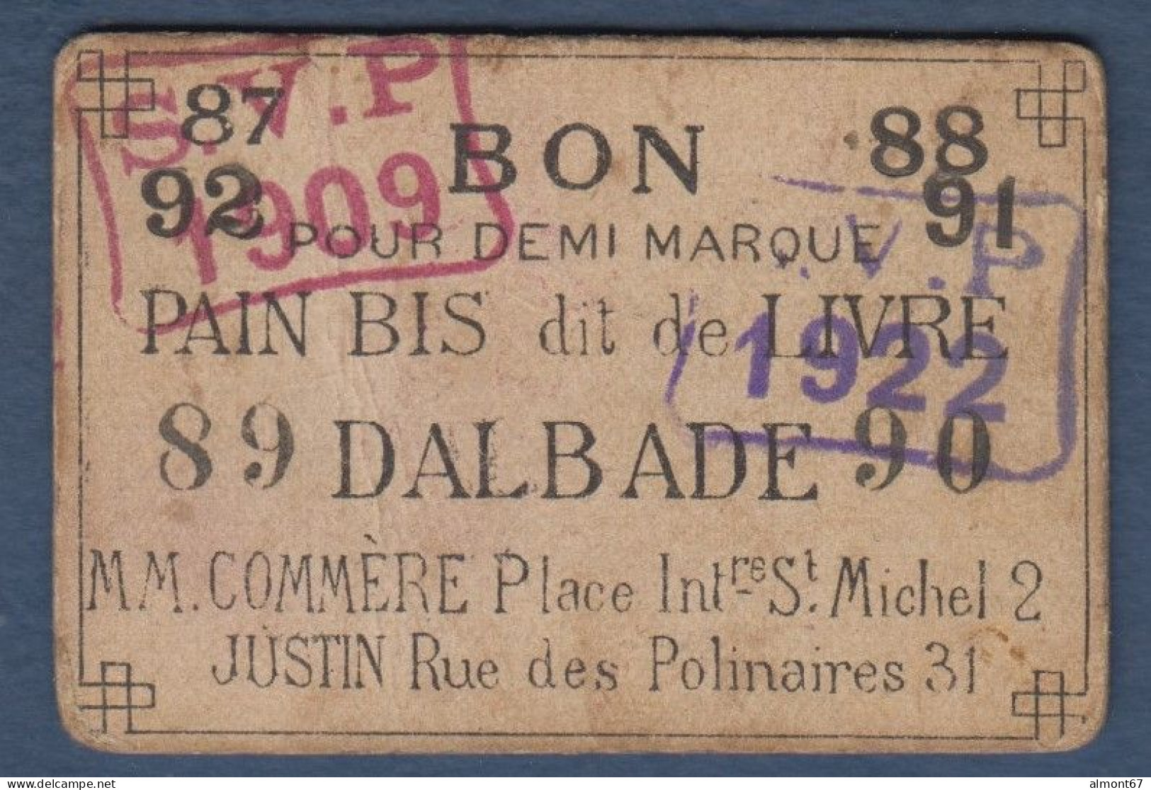 Toulouse - Dalbade- Bon Pour Demi Marque PAIN BIS - Notgeld