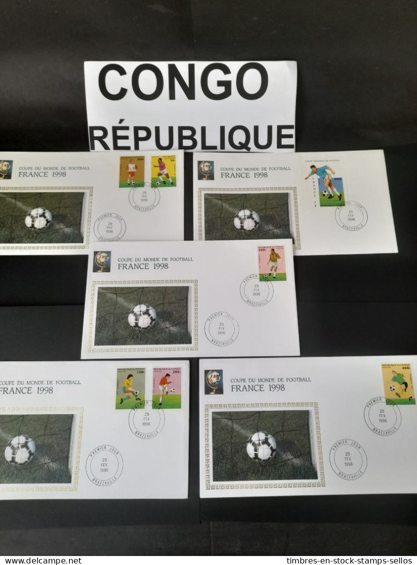 FOOTBALL CONGO   5 X 1 Er JOUR ,  刚果足球 5 X 第一天，5 X 1 St DAY COVERS - Lots & Kiloware (mixtures) - Max. 999 Stamps