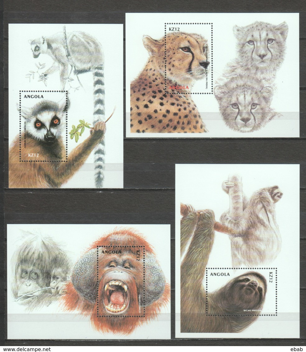 Angola 2000 Mi Blocks 75-76-77-78 MNH WILDLIFE MONKEYS - Game