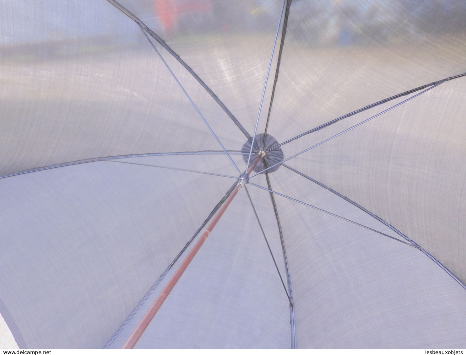 - ANCIENNE CANNE PARAPLUIE TISSU NOIR SOIE? MANCHE CORNE ETUI Façon Bois    E