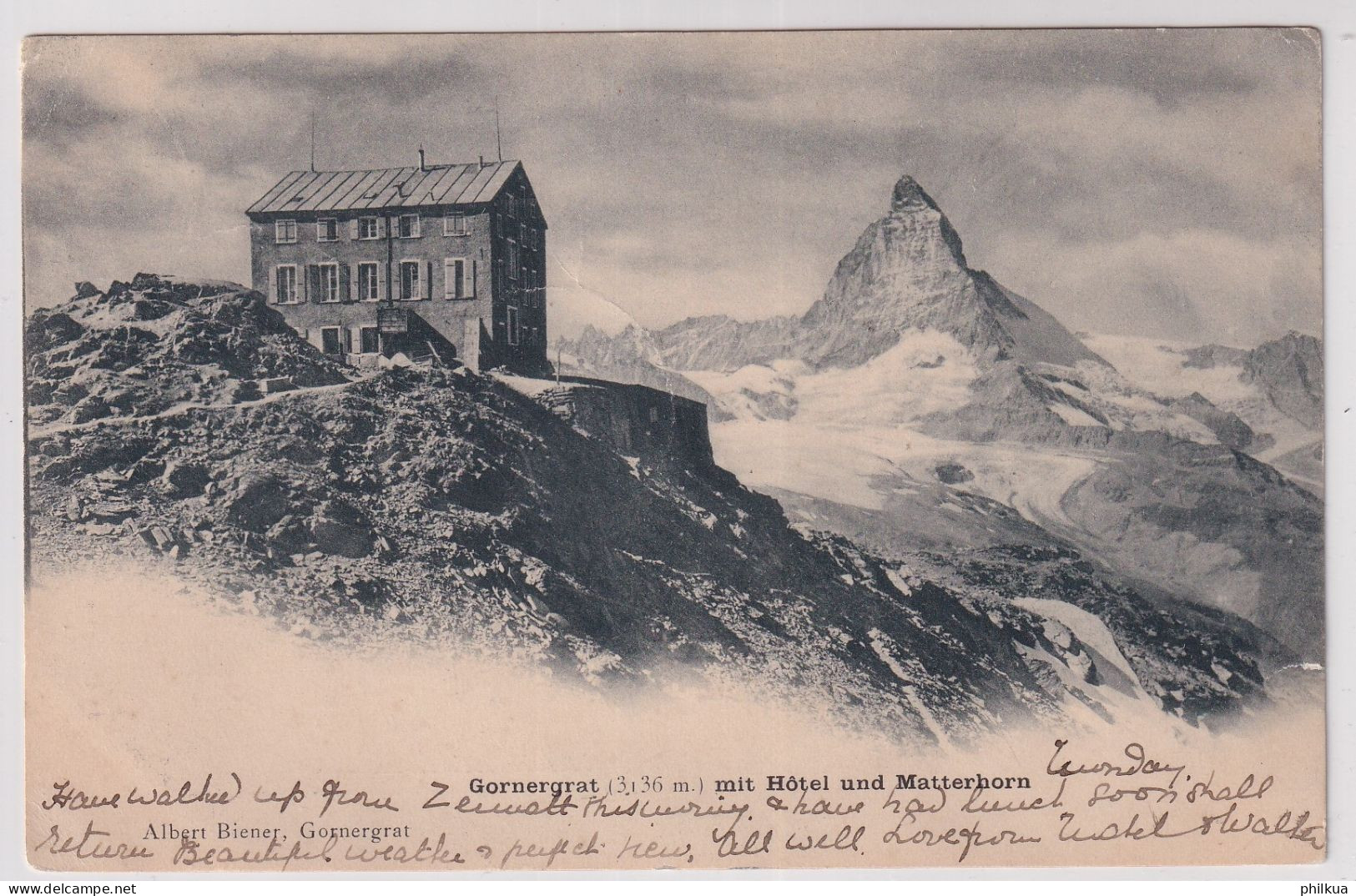 Gornergrat Mit Hotel Und Matterhorn - Gelaufen 1903 Ab Gornergrat - Evolène