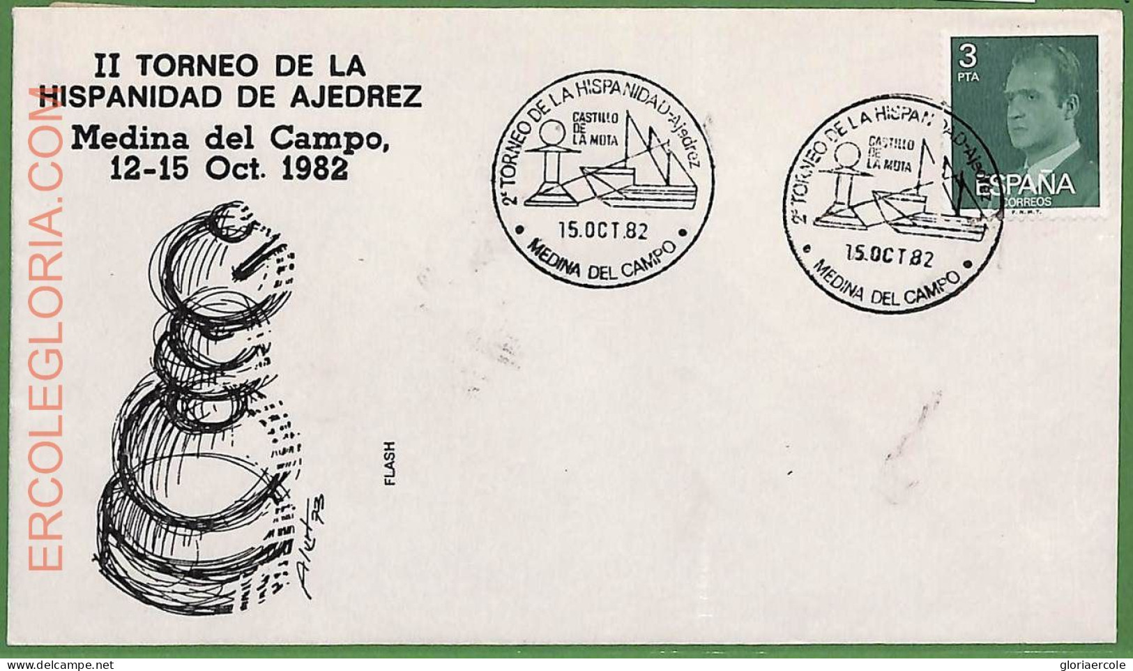 ZA0349 - SPAIN - Postal History - SPECIAL COVER - Chess - 1982 - Echecs