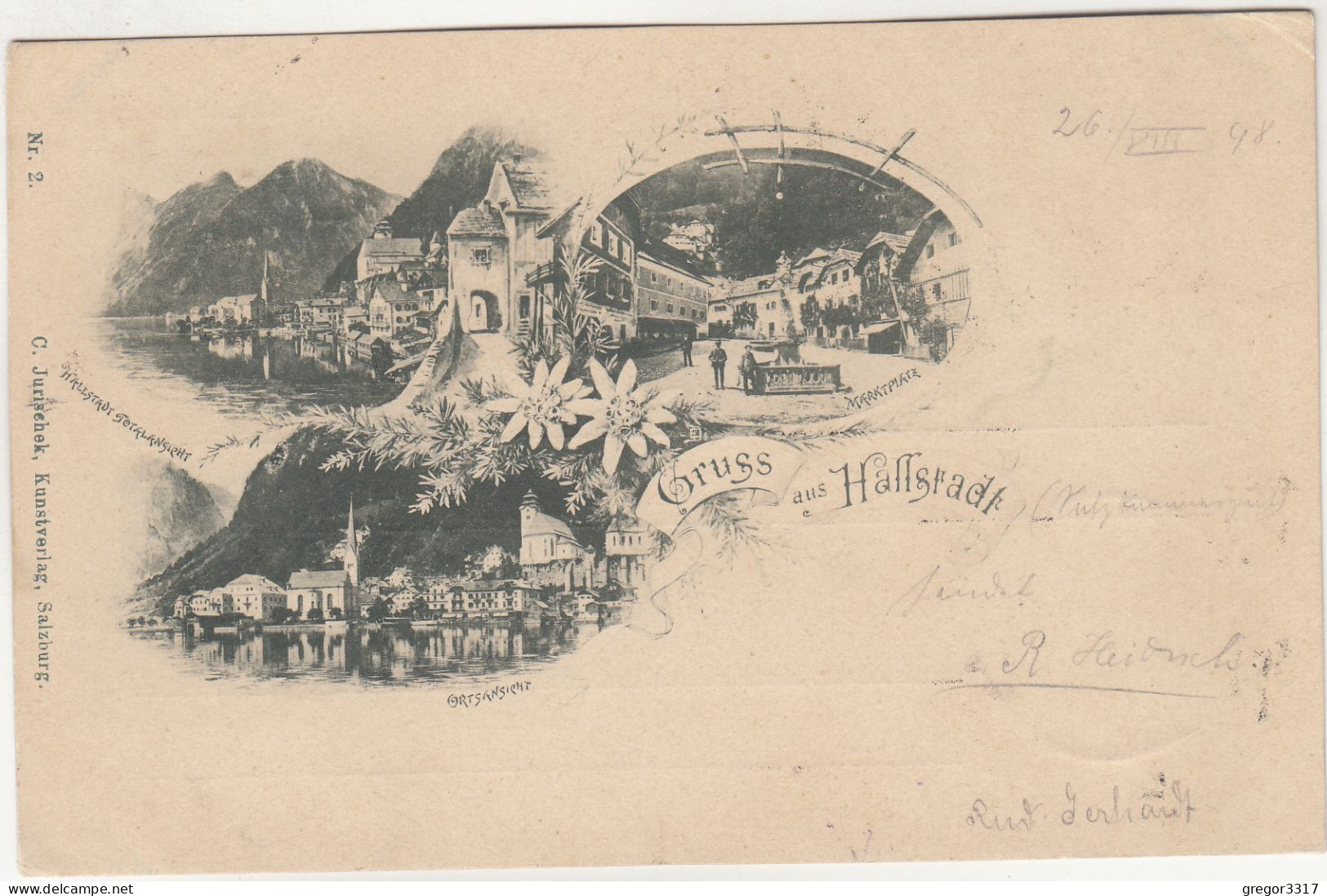 E4898) GRUSS Aus HALLSTATT - Hallstadt - LITHO S/W 1898 - Hallstatt