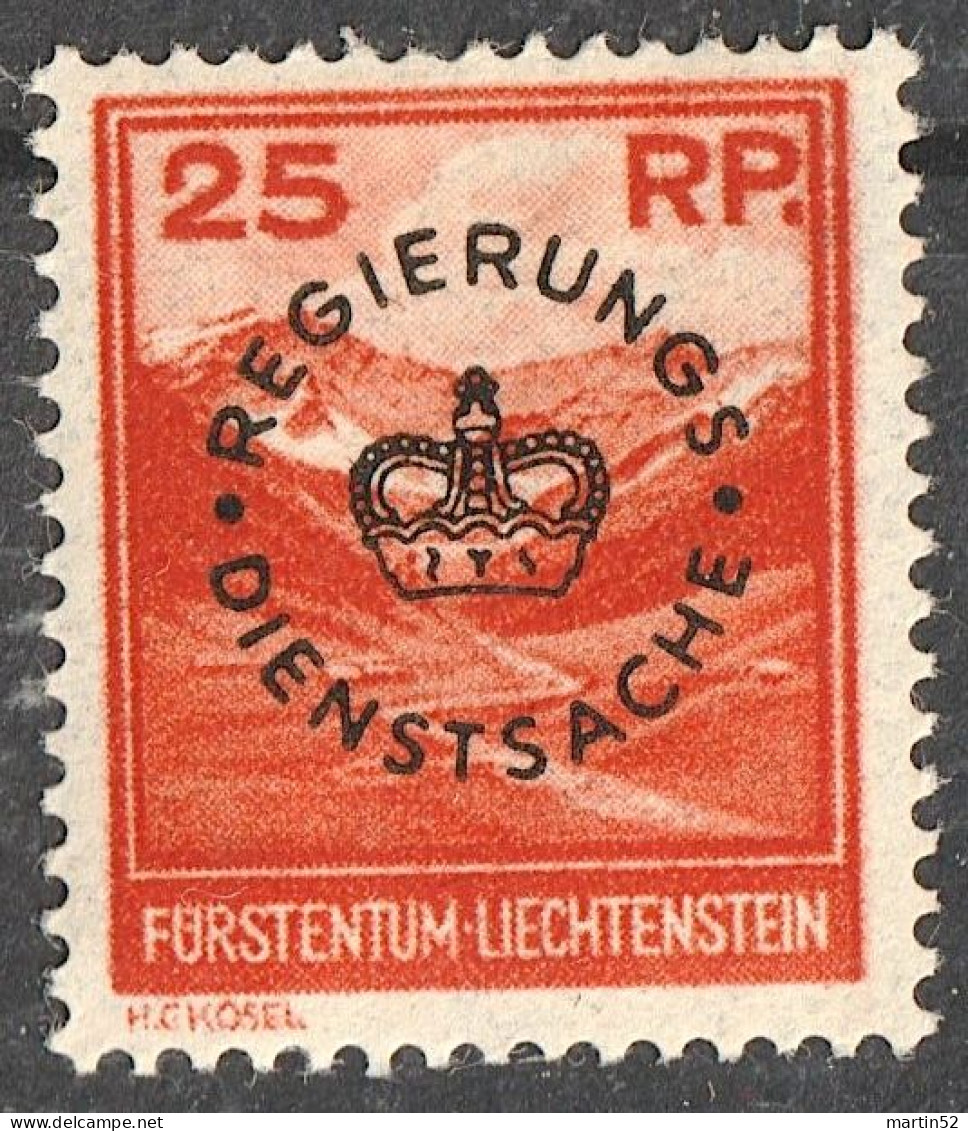 Liechtenstein 1933: REGIERUNGS-DIENSTSACHE Zu D 9 (25 Rp Orange) Mi 9 Yv TS 9 * MLH (Zu CHF 125.00 -50%) - Dienstzegels