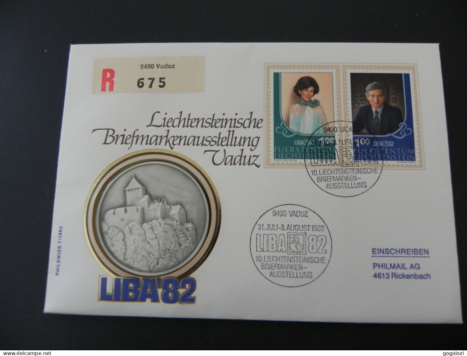 Medaille Medal - Liechtenstein Erinnerung An Die LIBA Briefmarkenausstellung Vaduz 1982 - Numis Letter - Liechtenstein