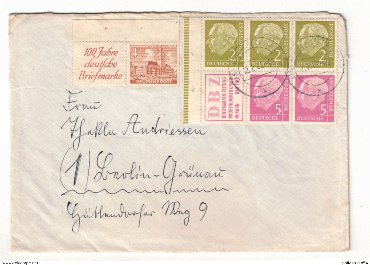 1962, Portogerechter Fernbrief Mit Heuss Hefcheblatt ( 1 Zdr. Fehlt) Und 4 Pf. Bauten Mit Reklame - Briefe U. Dokumente