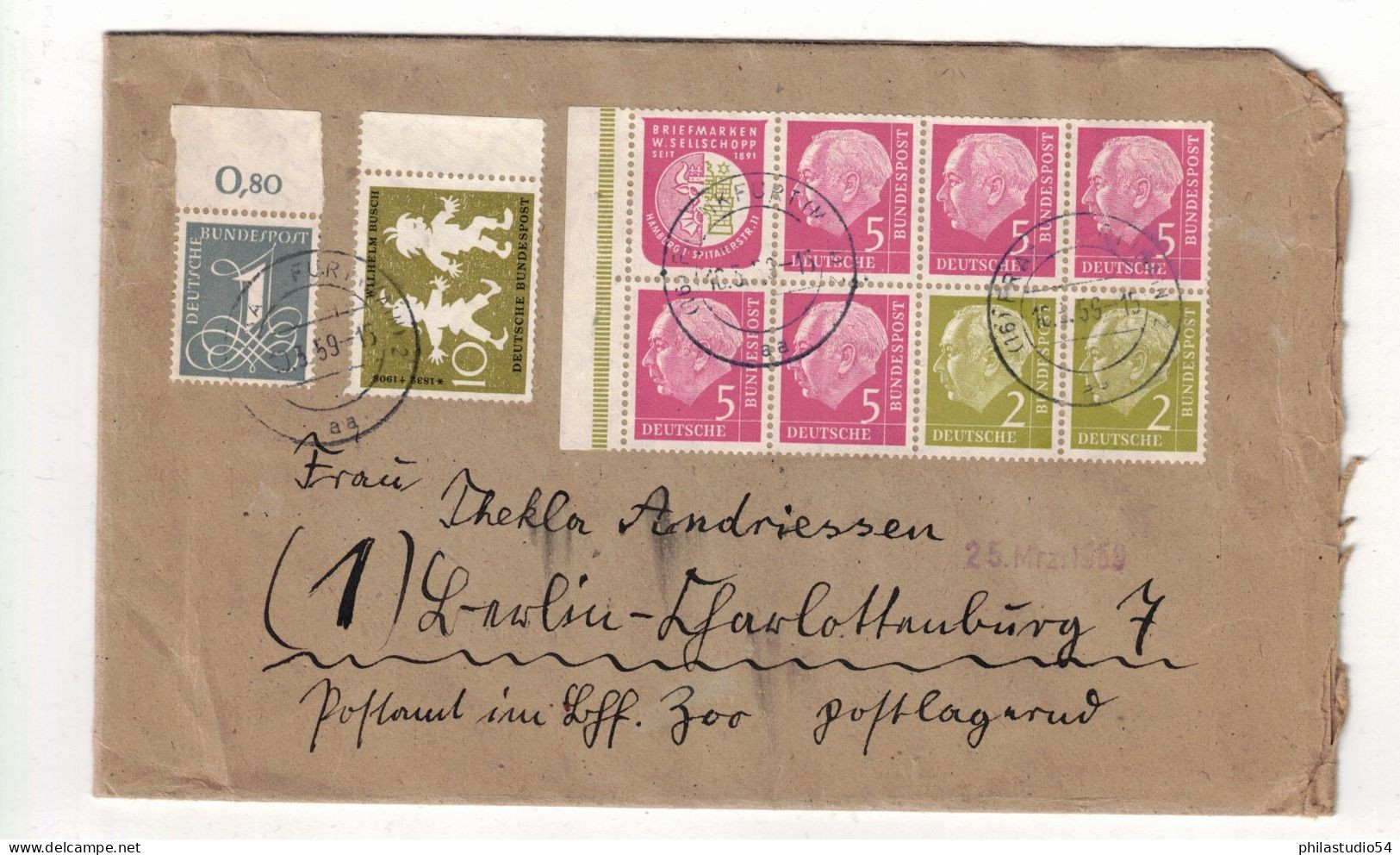 1960, Heuss Heftchenblatt (HBl. 6) Mit Zusatzauf Fernbrief 2. Gewucht - Lettres & Documents