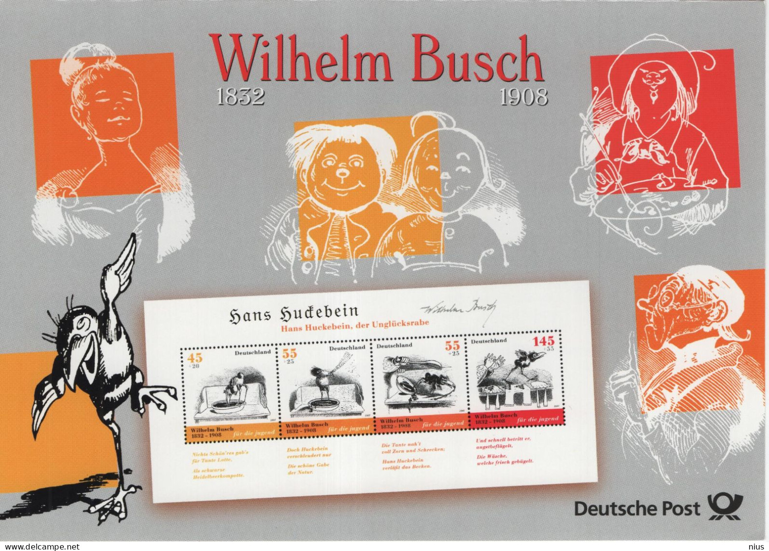 Germany Deutschland 2007 Wilhelm Busch, Writer For Children, Canceled In Berlin - 2001-2010