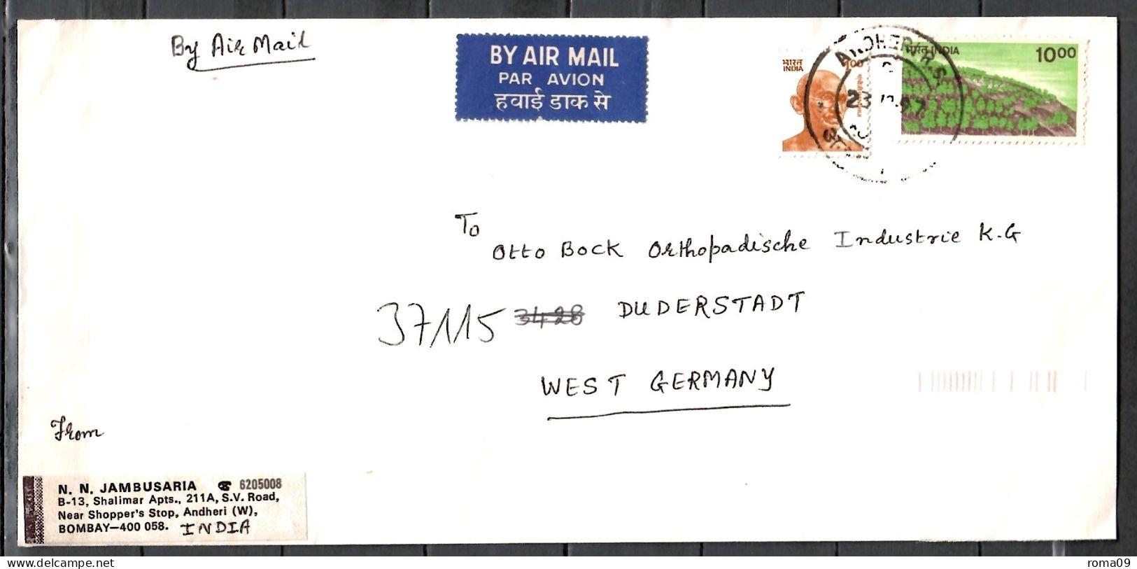 Indien; MiNr. 986 + 1287, Auf Brief Nach Deutschland; C-306 - Storia Postale