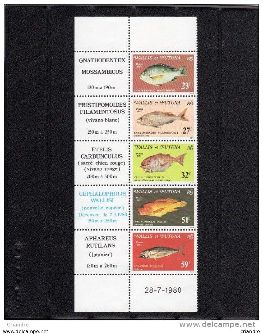 Wallis Et Futuna  Faune Poissons Des Grands Fonds Série De 5 Valeurs Se Tenant Verticalement Avec Texte N° 259** à 263** - Neufs