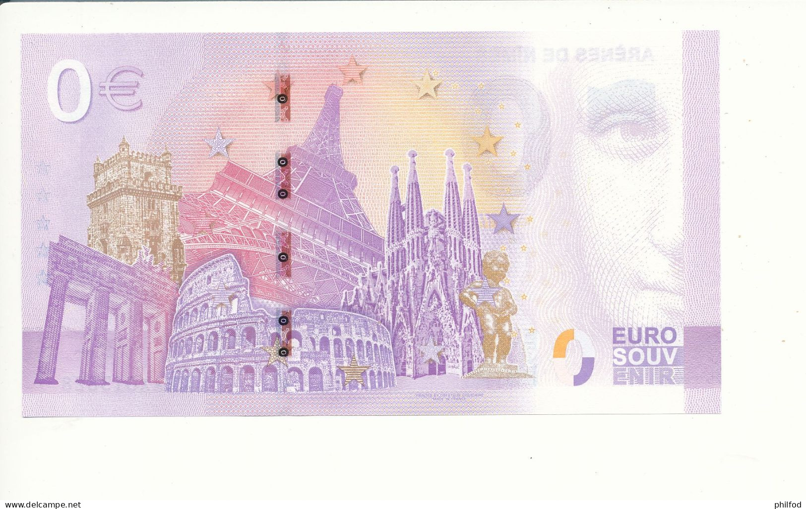 Billet Touristique 0 Euro - ARÈNES DE NÎMES - UEAX - 2023-1 - N° 13828 - Autres & Non Classés