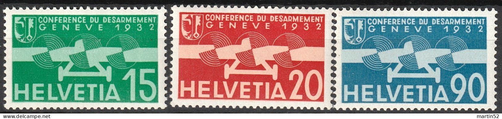 Schweiz Suisse  1932: "Abrüstung / Désarmement" Zu Flug 16-18 Mi 256-258 Yv PA 16-18 ** Postfrisch MNH (Zu CHF 27.00) - Unused Stamps