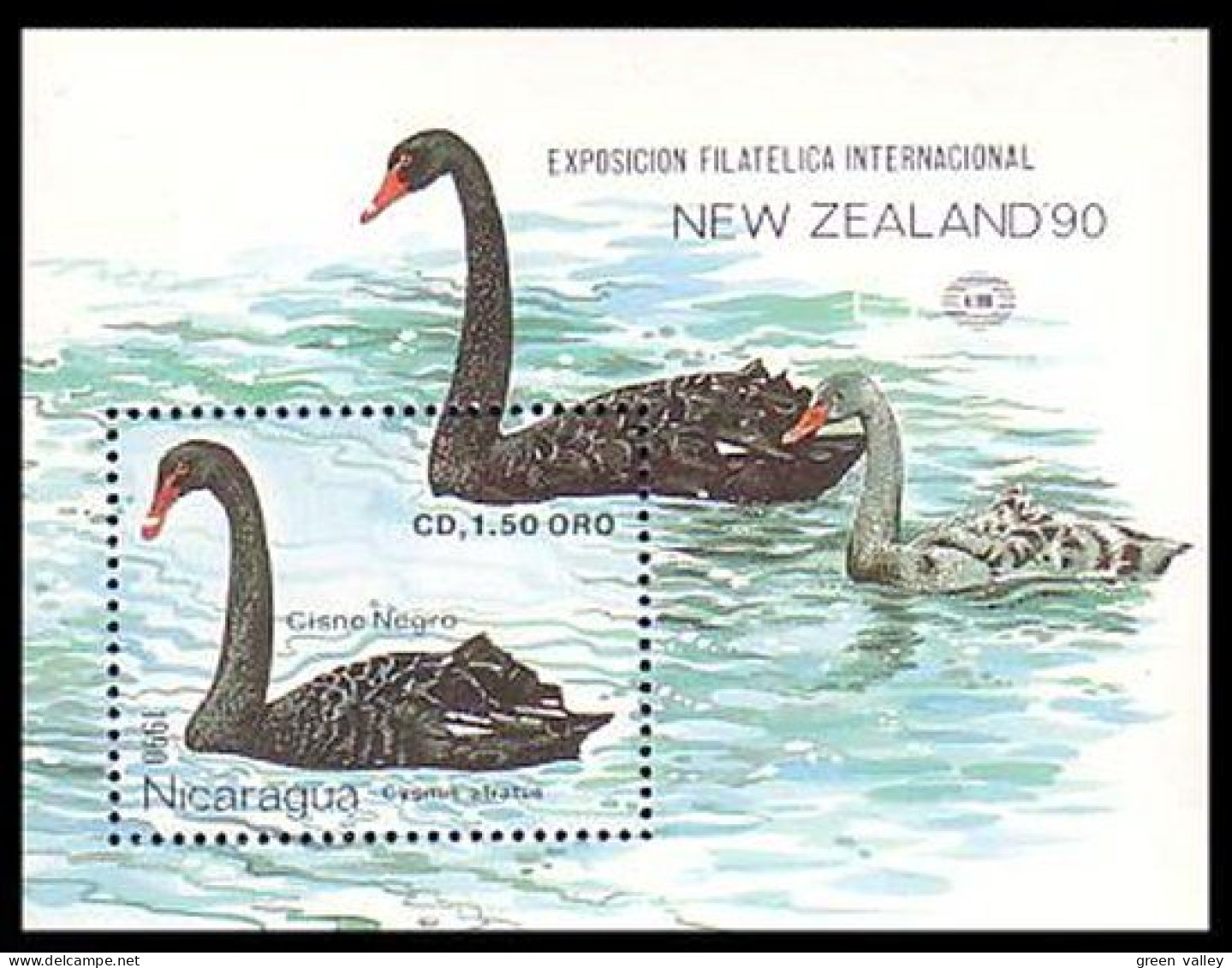 Nicaragua New Zealand 90 Cygne Swan MNH ** Neuf SC ( A53 568b) - Esposizioni Filateliche