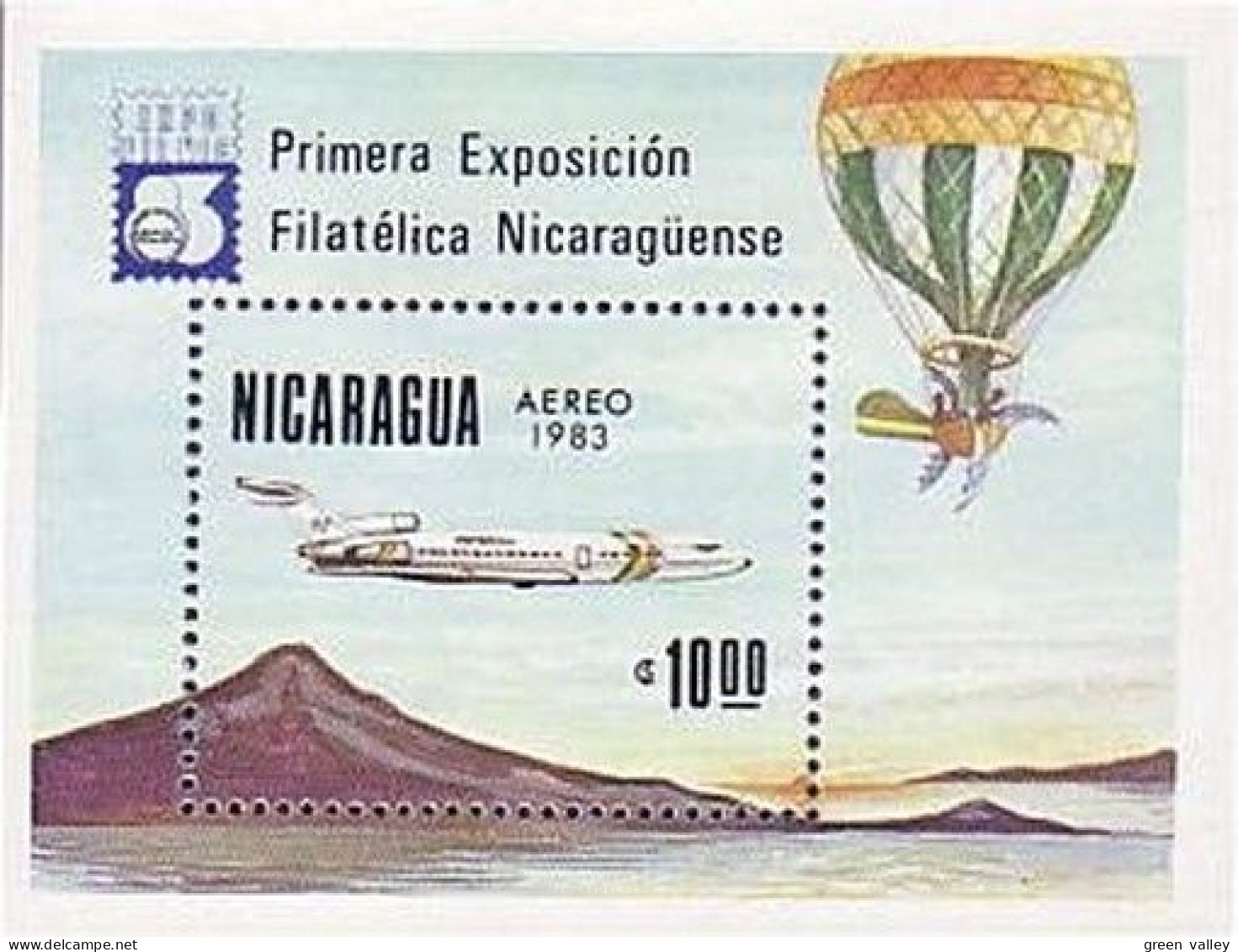 Nicaragua Avion Airplane Montgolfière Ballon Balloon MNH ** Neuf SC ( A53 549c) - Esposizioni Filateliche