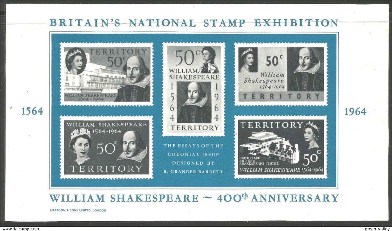 Great Britain Shakespeare 1964 Stamp Expo S/S MNH ** Neuf SC ( A53 977) - Esposizioni Filateliche