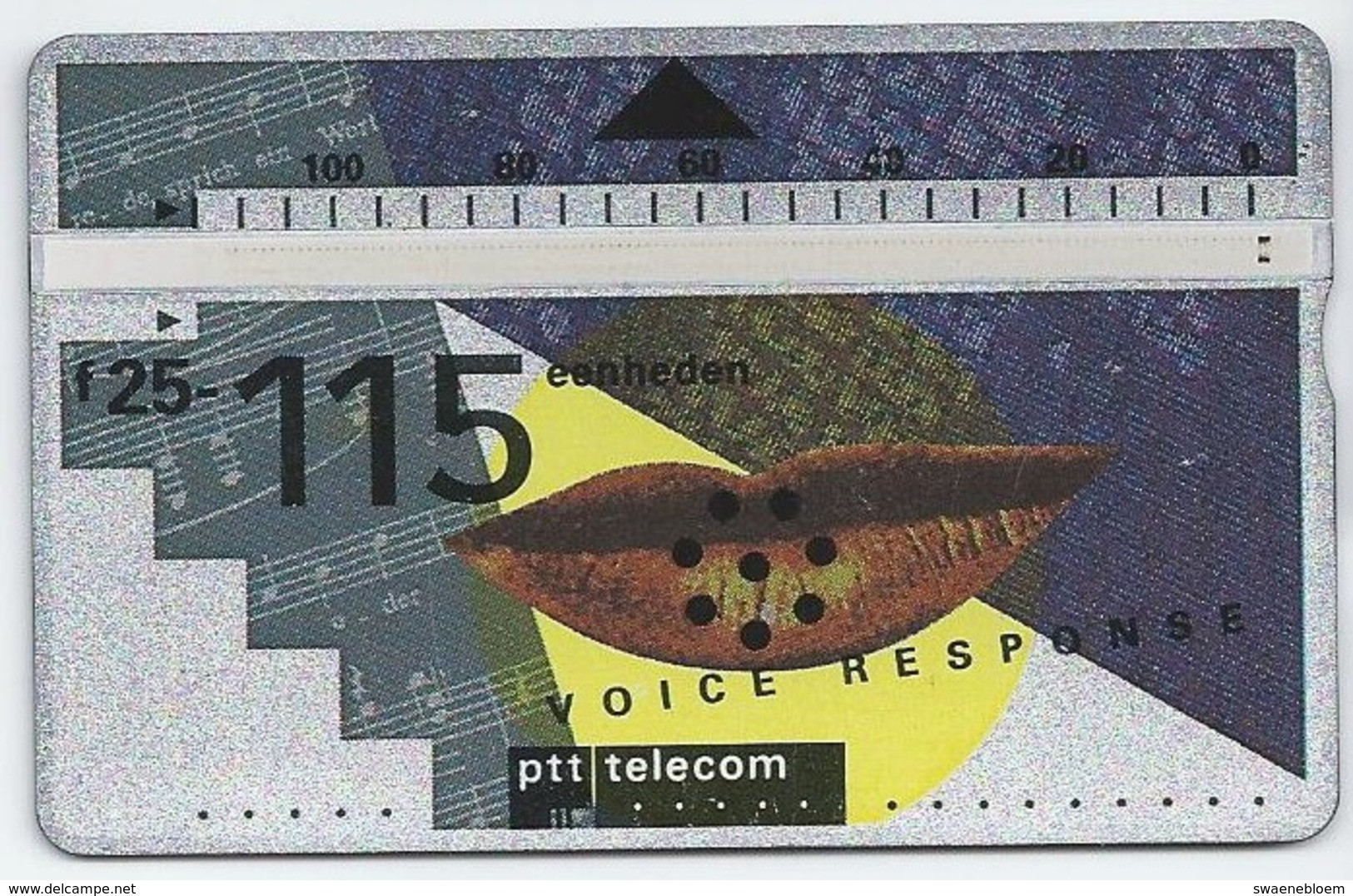 Telefoonkaart.- 105F. Nederland. PTT Telecom  VOICE RESPONSE. 115 Eenheden. 25 Gulden. - Public