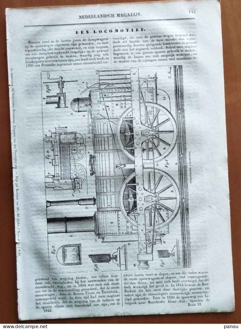 NEDERLANDSCH MAGAZIJN 1842. LOCOMOTIEF LOCOMOTIVE. Isabeau De Bavière, Isabelle De Bavière - Sonstige & Ohne Zuordnung