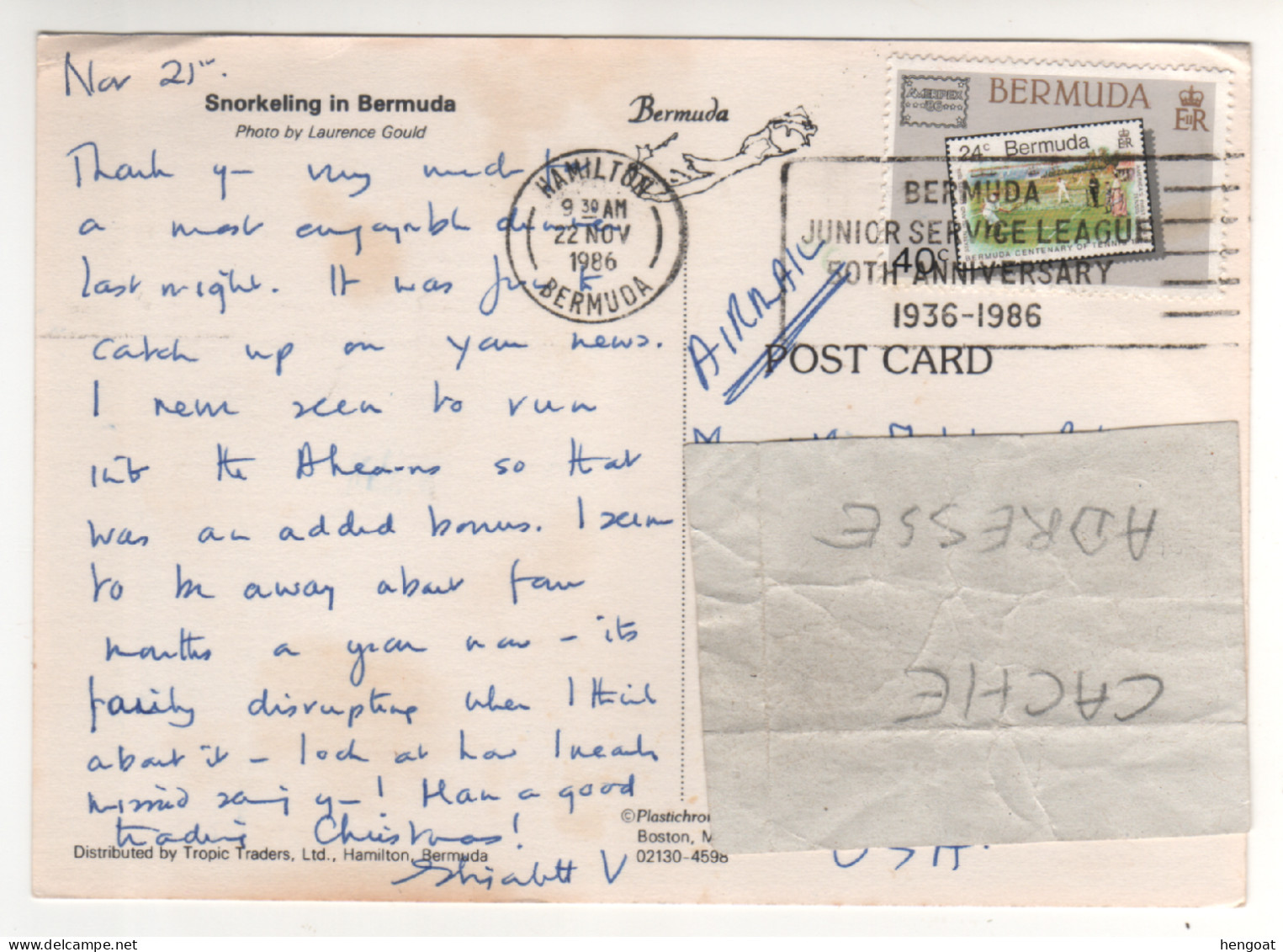 Timbre , Stamp " Timbre Sur Timbre : Exposition Ameripex 86 " Sur Cp , Carte Du 22/11/86 - Bermudas
