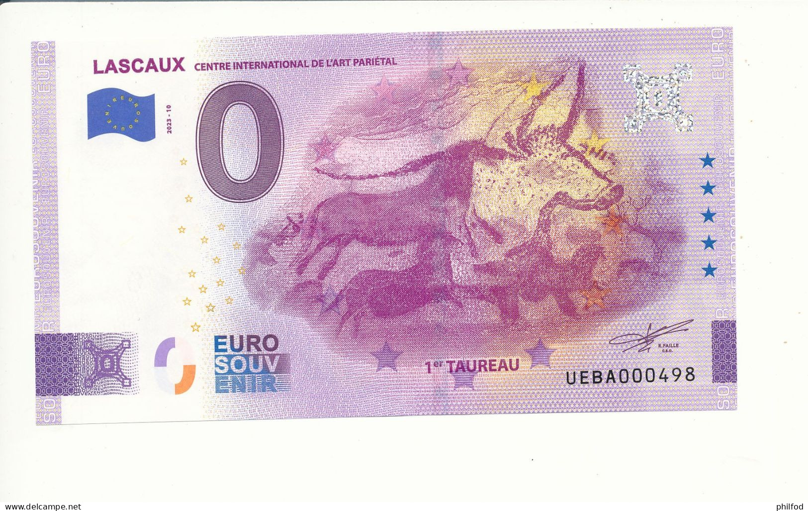 Billet Touristique 0 Euro - LASCAUX CENTRE INTERNATIONAL DE L'ART PARIETAL - UEBA - 2023-10 - N° 498 - Other & Unclassified