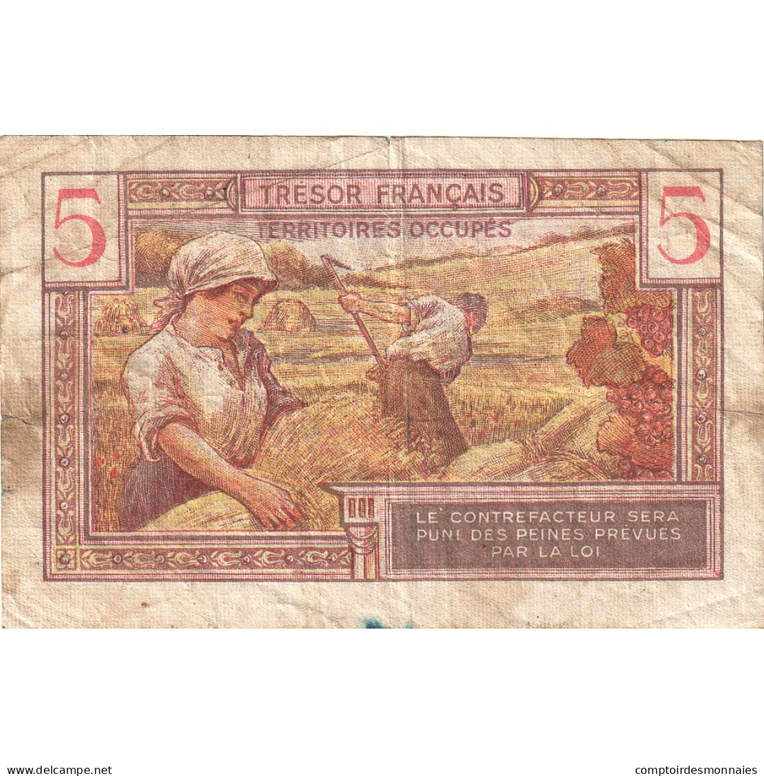 France, 5 Francs, 1947 Trésor Français, 1947, A.07677277, TB, Fayette:VF29.1 - 1947 Trésor Français