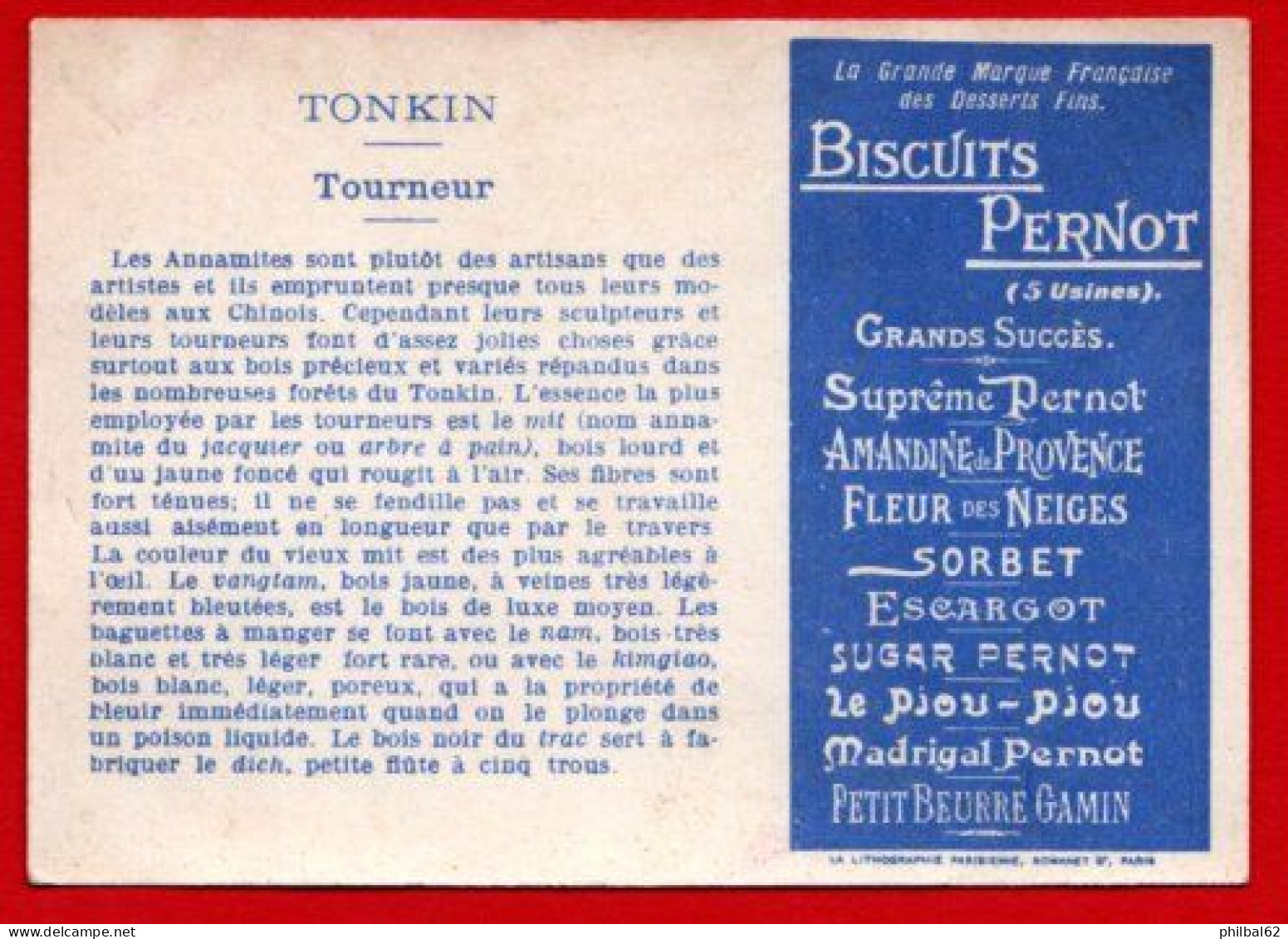 Chromo Pernot. Série Le Travail Chez Tous Les Peuples. Un Tourneur Au Tonkin. - Pernot