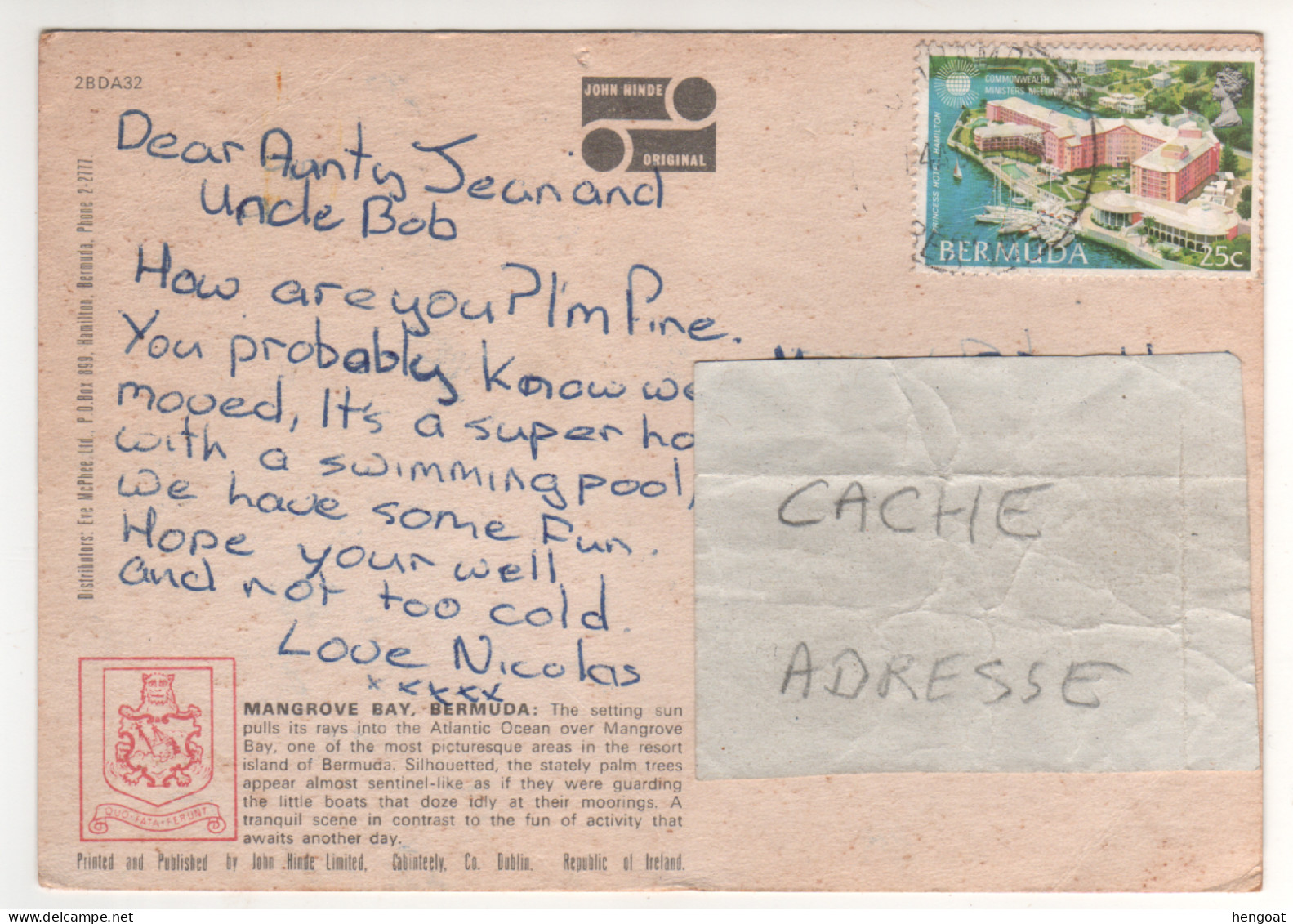 Timbre , Stamp " Princess Hotel Hamilton " Sur Cp , Carte Du 14/08/66 ?? - Bermuda