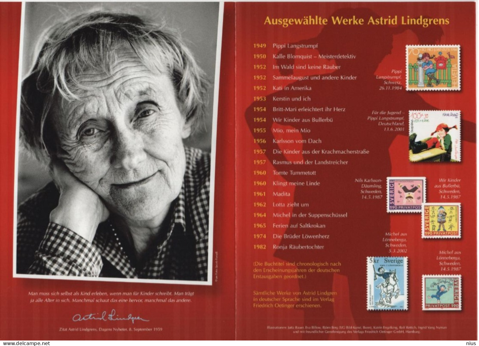 Germany Deutschland 2007 100. Geburtstag Von Astrid Lindgren, Swedish Writer, Canceled In Berlin & Stockholm Sweden - 2001-2010