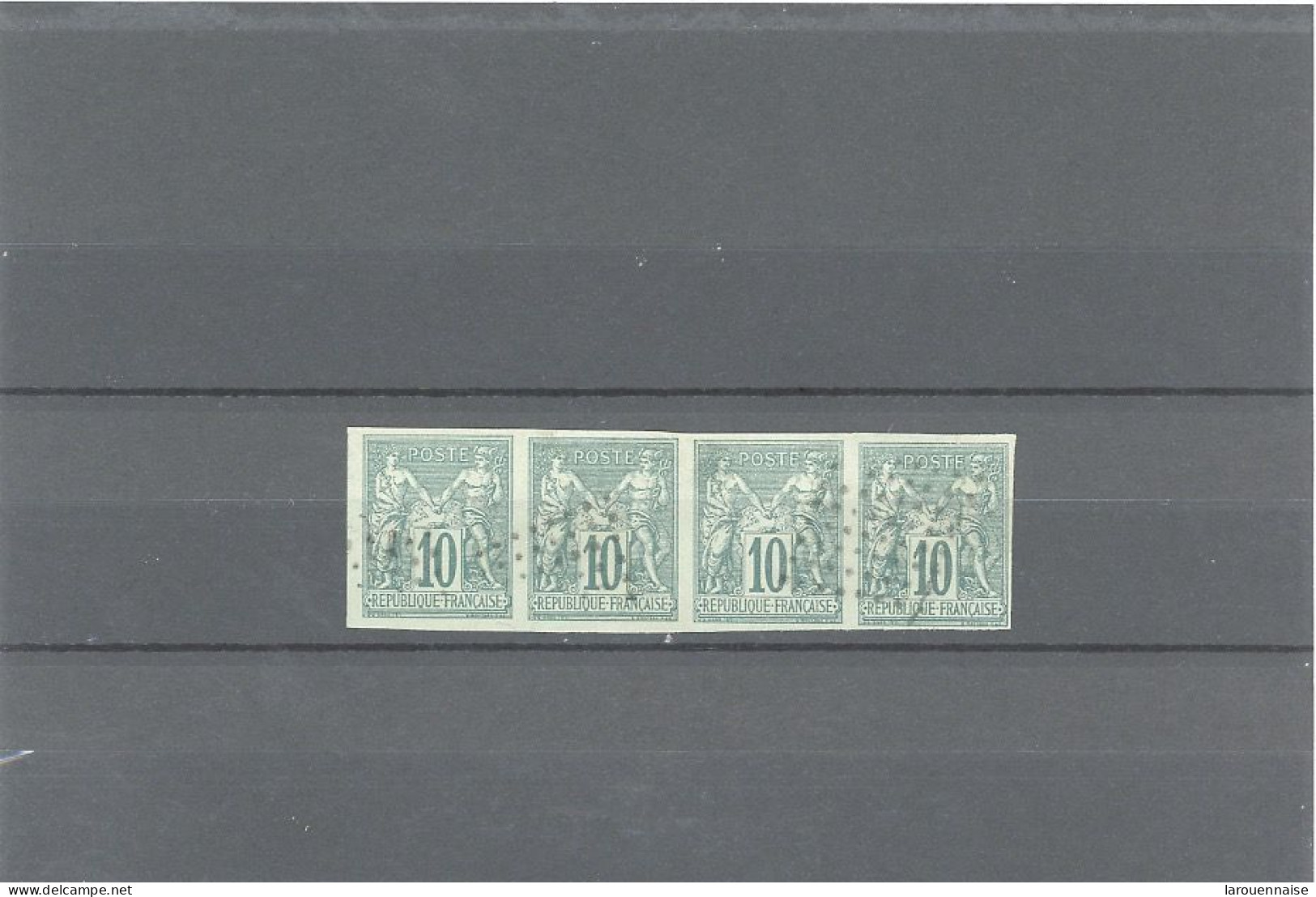 GUADELOUPE -COLONIES GÉNÉRALES-N°32  BANDE DE 4 -TYPE SAGE 10c VERT  TTB- Obl -LOSANGE MUET NOIR 8x8 - Used Stamps