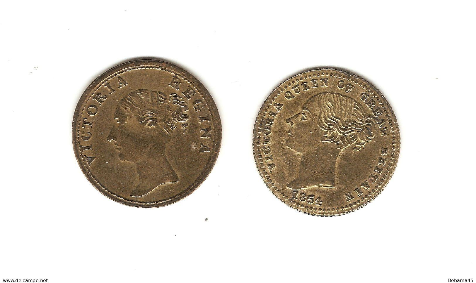 570/ Royaume-Uni : Victoria : 2 Jetons (laiton) : 1837 To Hanover - 1854 The Prince Of Wales Model Half Souv. - Other & Unclassified