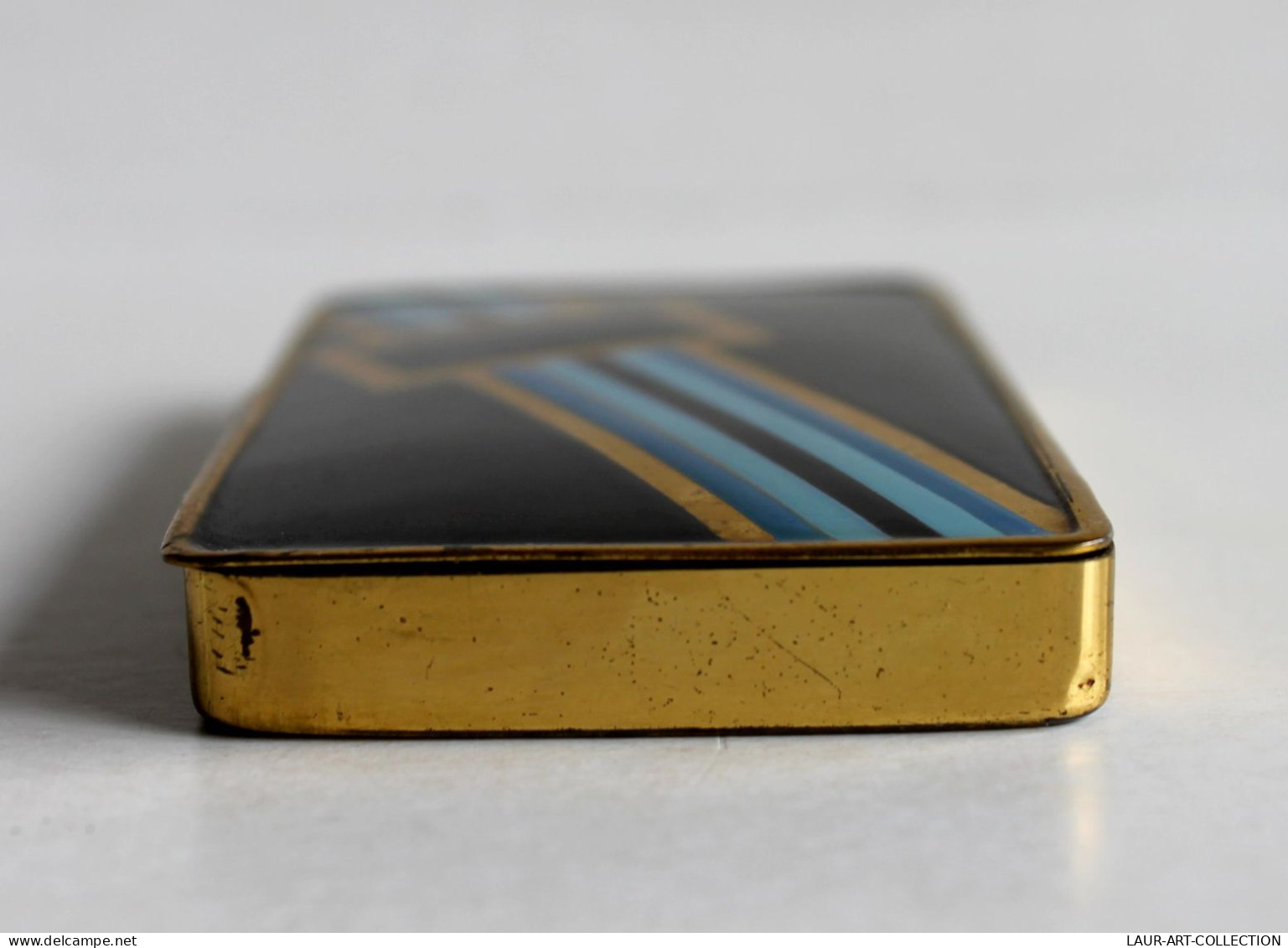 RARE BOITE ETUI CIGARETTE DE 1930 POUDRIER BIJOU, METAL LAQUÉ FAIT MAIN ART DECO FRANCE / COFFRET OBJET FUMEUR (1702.5) - Estuches Para Cigarrillos (vacios)