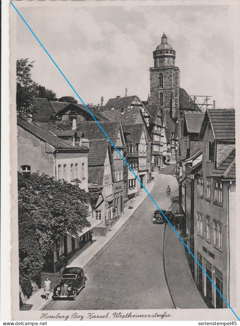 Ak Homberg Bez Kassel LK Schwalm Eder Kreis Westheimerstraße Mit PKW 1941 Feldpost - Homberg