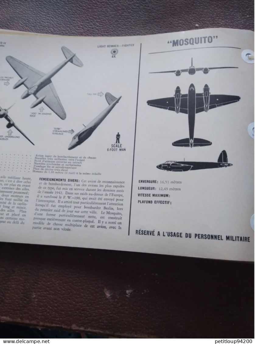 MINISTERE DE LA GUERRE ET DE LA MARINE  Manuel de Silhouettes d'avions  U.S.A.  U.K.  REICH  JAPON  ITALY  DIVERS