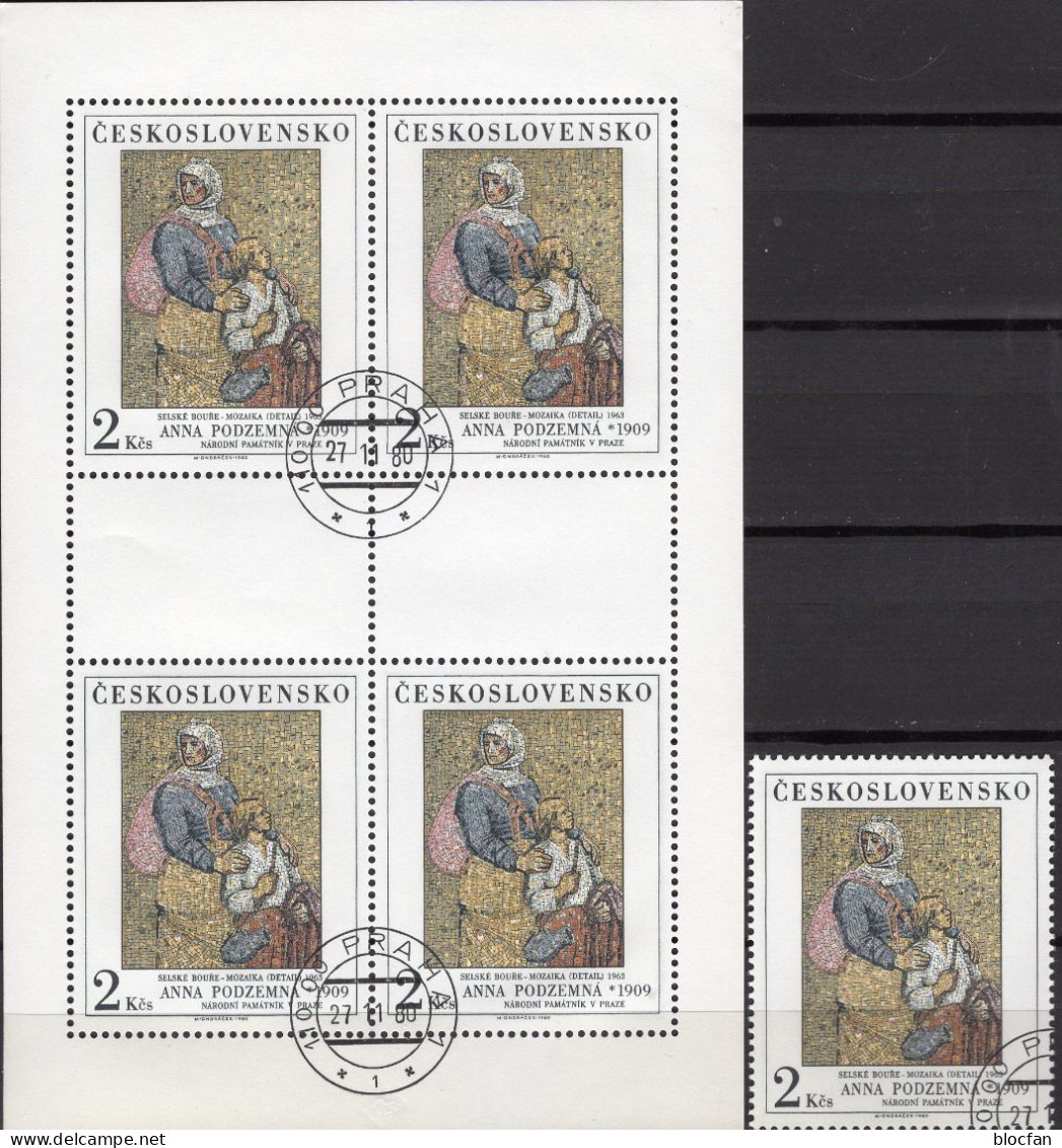 Kunstgalerie Prag 1980 CSR 2591+ 4-Kleinbogen O 6€ Anna Suchardova Mosaik Sheet Paintings Art Sheetlet Bf CZECHOSLOVAKIA - Used Stamps