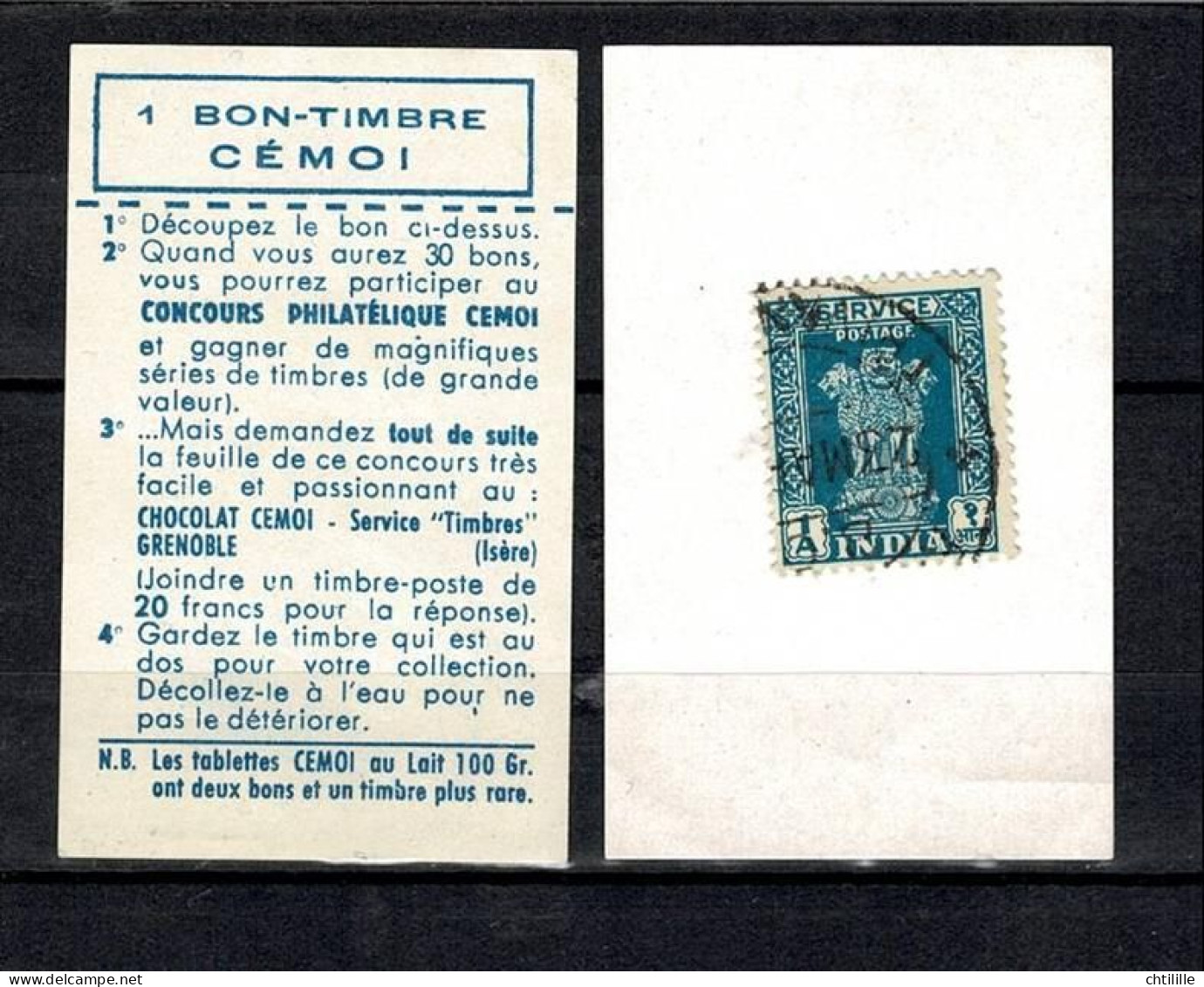 DT35A Bon Timbre CEMOI PUBLICITAIRE INDE - Used Stamps