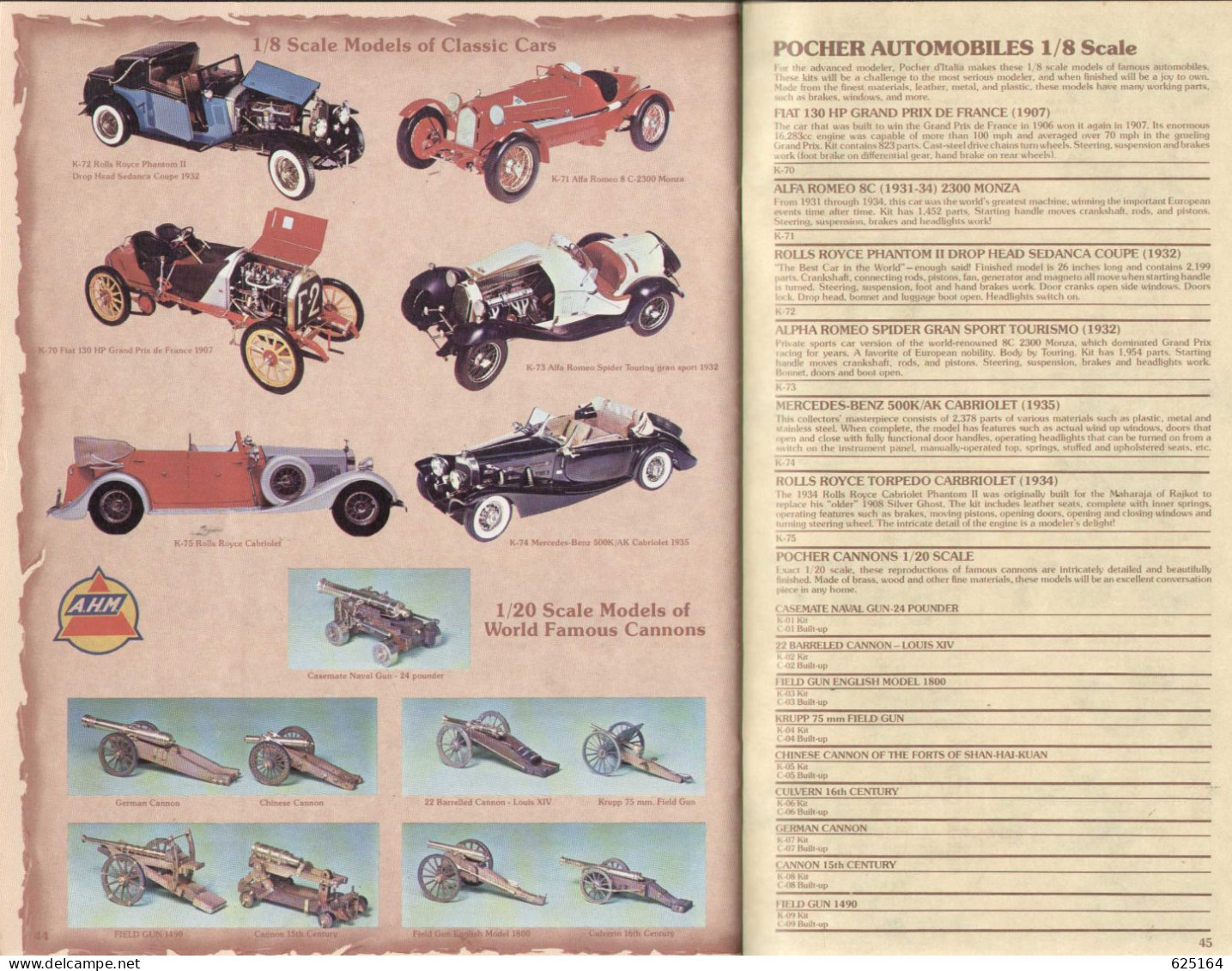 Catalogue AHM 1993 Associated Hobby Manufacturers Pocher Automobiles Cannons - Englisch