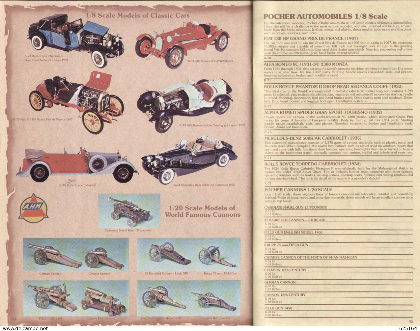 Catalogue AHM 1993 Associated Hobby Manufacturers Pocher Automobiles Cannons - Anglais