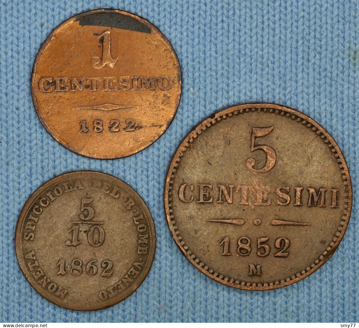 Italian States - Lombardy / Lombardie • 3x • 1 Centesimo 1822 - 5 Centesimi 1852 - 5/10 Soldo 1862 • [24-187] - Collections