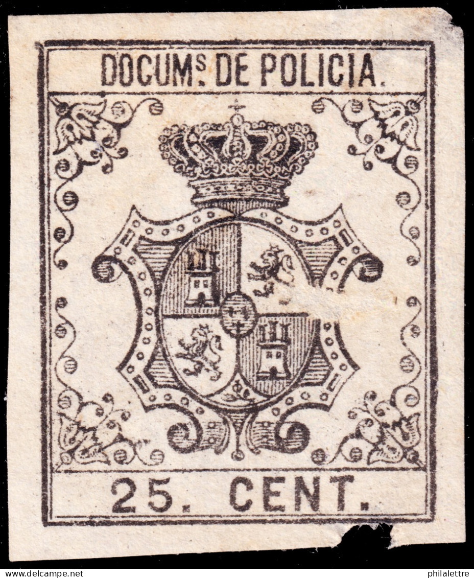 ESPAGNE / ESPANA - COLONIAS (Cuba & Puerto-Rico) 1865 "DOCUMENTOS DE POLICIA" Fulcher 205 25c Negro - Sin Goma - Cuba (1874-1898)