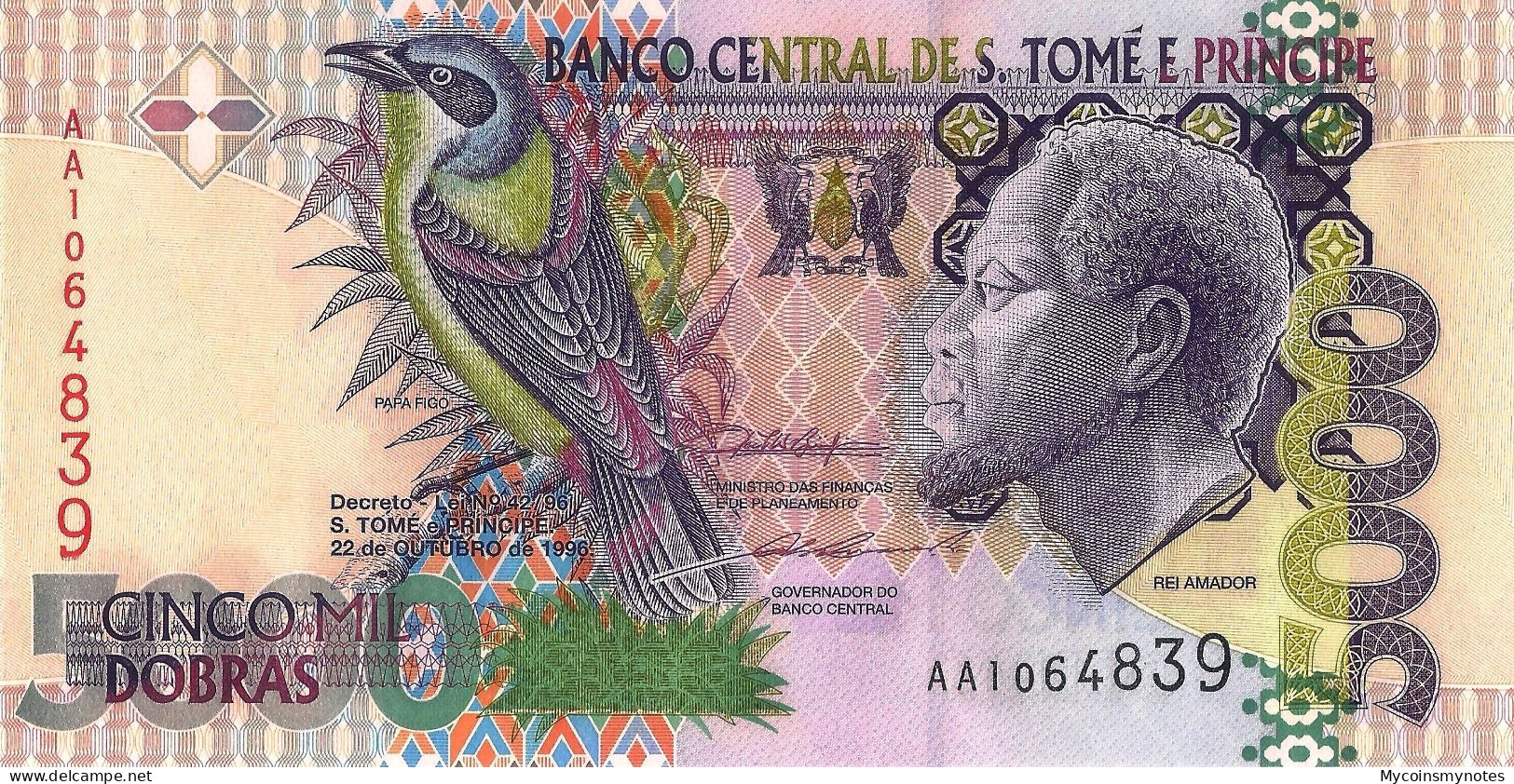 SÃO TOMÉ And PRÍNCIPE, 5000 Dobras, P65, 2013 (2014), Prefix AA UNC - San Tomé E Principe