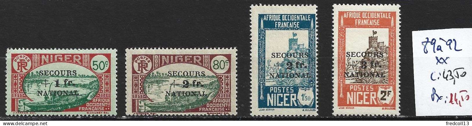 NIGER FRANCAIS 89 à 92 * Côte 43.50 € - Neufs