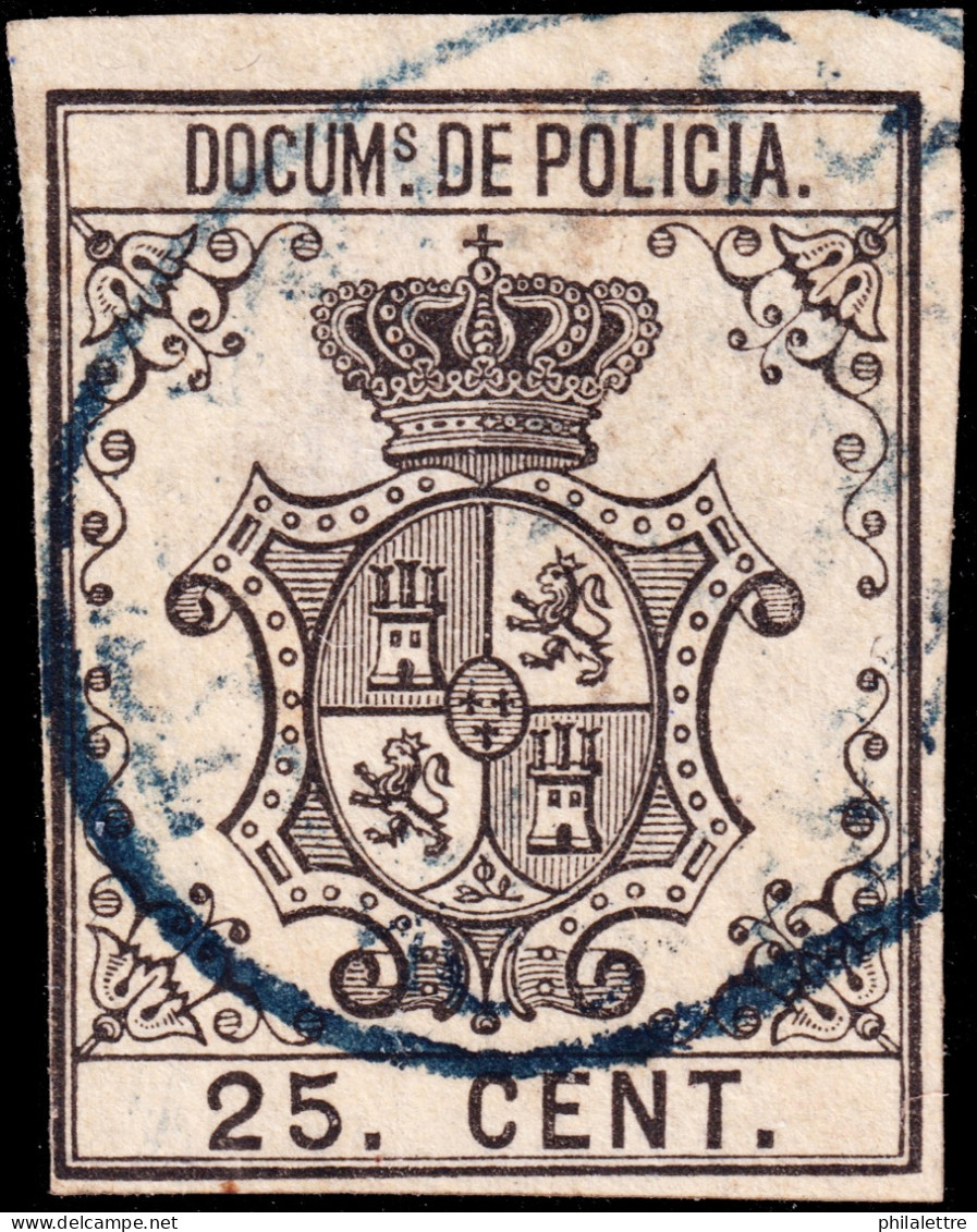 ESPAGNE / ESPANA - COLONIAS (Cuba & Puerto-Rico) 1865 "DOCUMENTOS DE POLICIA" Fulcher 205 25c Negro - Usado - Cuba (1874-1898)